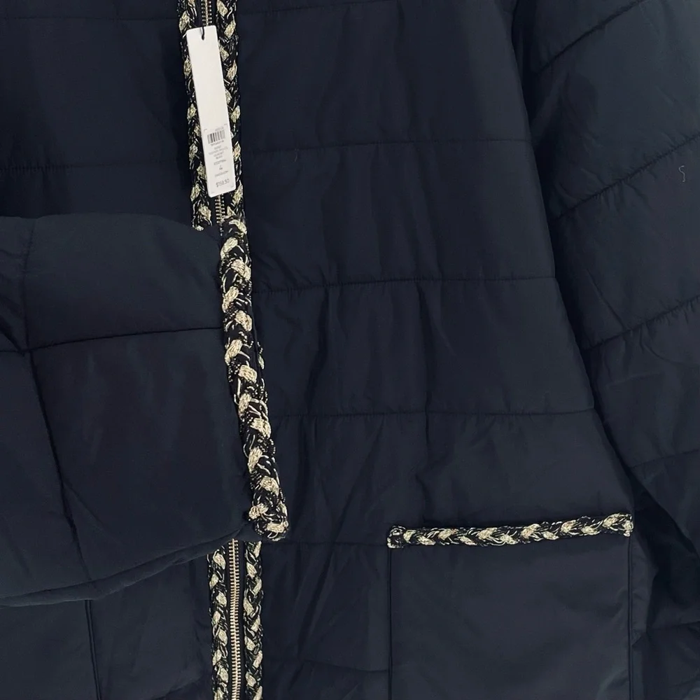 NWT Chico's Black Tweed Gold Trim
Hardware Nylon Quilted Jacket Winter Gift - Picture 3 of 12
